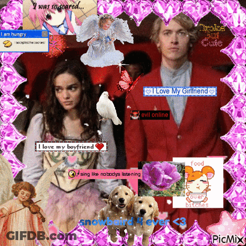 A Picture Of A Man And A Woman With The Words I Love My Girlfriend Written On It GIF