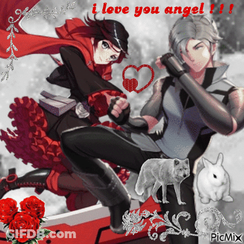 A Picture Of A Man And A Woman With The Words I Love You Angel GIF
