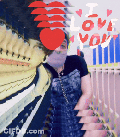 A Picture Of A Man And A Woman With The Words I Love You GIF