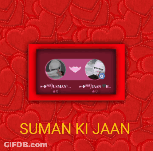 A Picture Of A Man And A Woman With The Words Suman Ki Jaan Below Them GIF