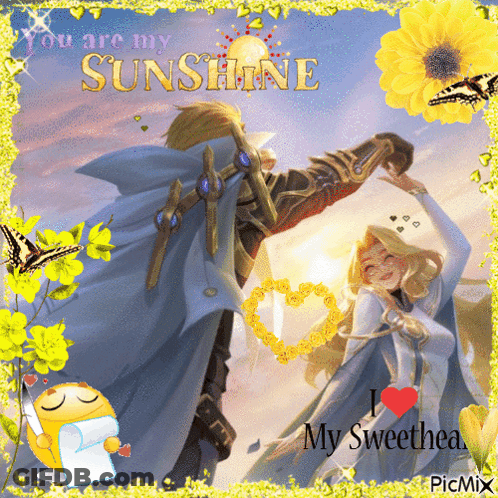 A Picture Of A Man And A Woman With The Words " You Are My Sunshine " GIF