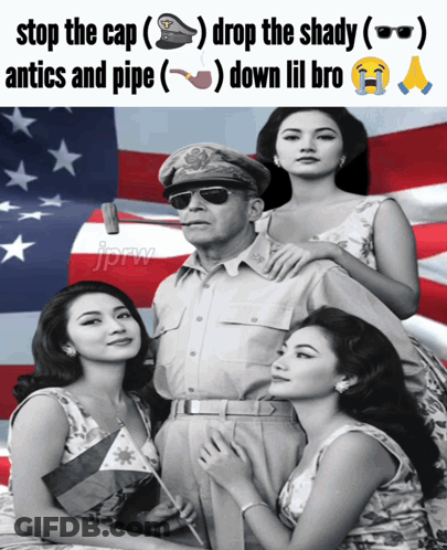 A Picture Of A Man And Two Women With A Caption That Says Stop The Cap Drop The Shady Antics And Pipe Down Lil Bro GIF