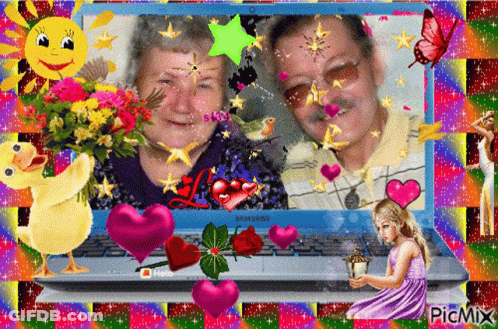 A Picture Of A Man And Woman On A Samsung Laptop Computer GIF