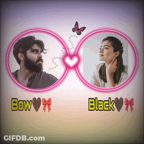 A Picture Of A Man And Woman With The Words Bow And Black GIF