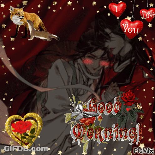 A Picture Of A Man And Woman With The Words Good Morning Written On It GIF