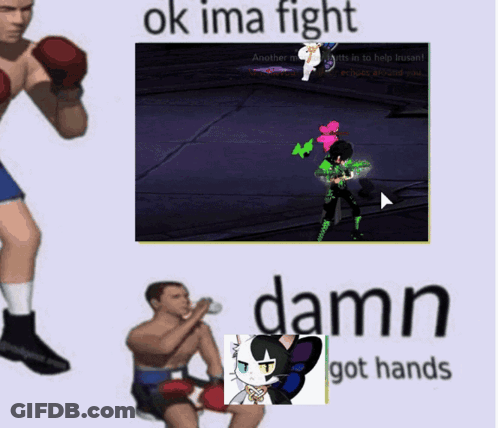 A Picture Of A Man Boxing With The Words Ok Ima Fight Damn Got Hands Below It GIF