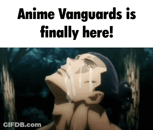 A Picture Of A Man Crying With The Caption Anime Vanguards Is Finally Here ! GIF