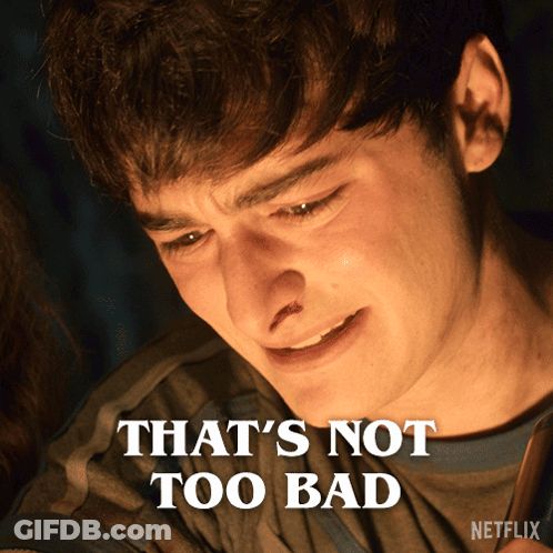 A Picture Of A Man Crying With The Words That 'S Not Too Bad Below Him GIF