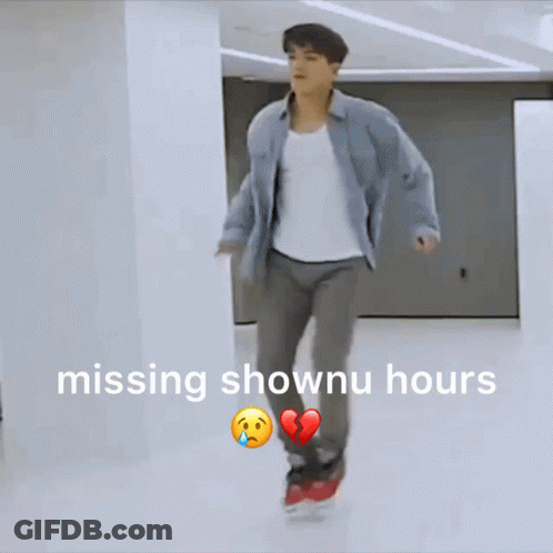 A Picture Of A Man Dancing With The Words Missing Shownu Hours GIF