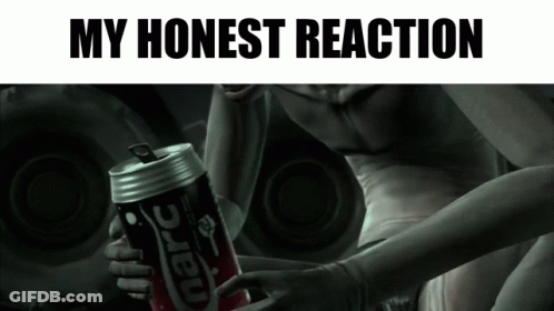 A Picture Of A Man Holding A Can Of Narc Soda GIF