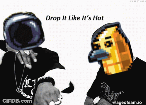 A Picture Of A Man Holding A Gun With The Words Drop It Like It 'S Hot GIF