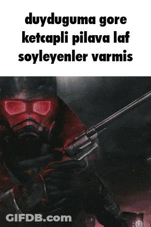 A Picture Of A Man Holding A Gun With The Words Duyduguma Gore Ketepli Pilava Laf Soyleyenler Varmis GIF