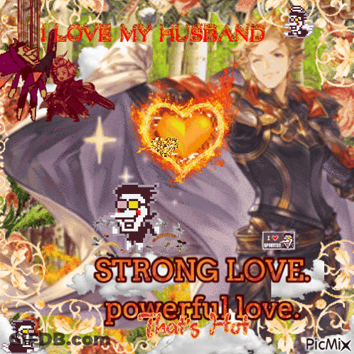 A Picture Of A Man Holding A Heart With The Words Strong Love Powerful Love On It GIF