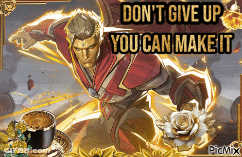 A Picture Of A Man Holding A Rose With The Words " Don 'T Give Up You Can Make It " GIF