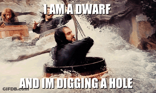 A Picture Of A Man In A Barrel With The Caption I Am A Dwarf GIF
