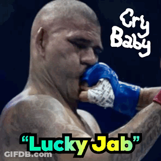 A Picture Of A Man In A Boxing Ring With The Words " Lucky Jab " Below Him GIF