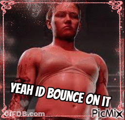 A Picture Of A Man In A Bra With The Caption Yeah Id Bounce On It GIF