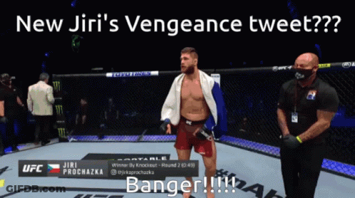 A Picture Of A Man In A Cage With The Caption New Jiri 'S Vengeance Tweet Banger GIF