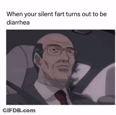 A Picture Of A Man In A Car With The Caption When Your Silent Fart Turns Out To Be Diarrhea .. GIF