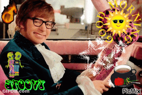 A Picture Of A Man In A Car With The Word Groovy On The Bottom Right GIF