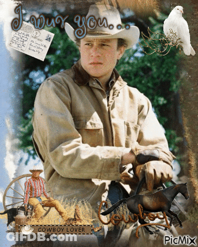 A Picture Of A Man In A Cowboy Hat With The Words I Love You Cowboy Lover GIF