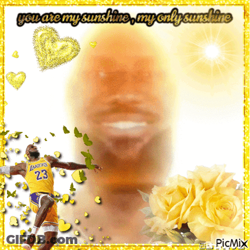 A Picture Of A Man In A Lakers Jersey GIF