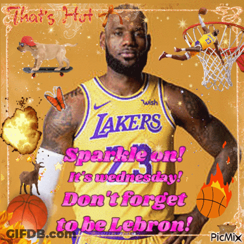 A Picture Of A Man In A Lakers Jersey Says That 'S Hot GIF