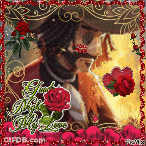 A Picture Of A Man In A Mask With The Words Good Night My Love GIF