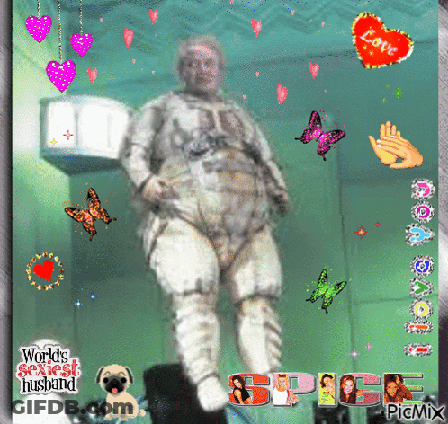A Picture Of A Man In A Space Suit With The Words World 'S Sexiest Husband At The Top GIF