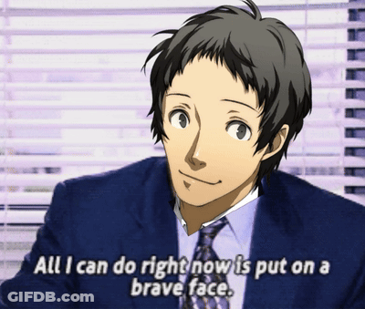 Man In Suit And Tie Putting On Brave Face GIF