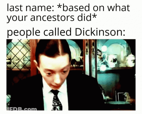 A Picture Of A Man In A Suit And Tie With The Caption " Last Name " GIF