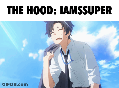 A Picture Of A Man In A Suit And Tie With The Caption " The Hood : Iamsuper " GIF