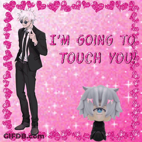 A Picture Of A Man In A Suit And Tie With The Words " I 'M Going To Touch You " GIF