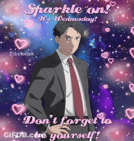 A Picture Of A Man In A Suit And Tie With The Words " Sparkle On It 'S Wednesday " GIF
