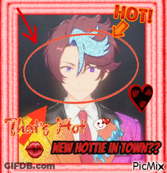 A Picture Of A Man In A Suit And Tie With The Words That 'S Hot New Hottie In Town GIF