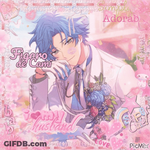 A Picture Of A Man In A Suit With The Words " I Love My Husband " On The Bottom GIF