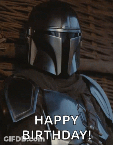 A Picture Of A Man In Armor With The Words Happy Birthday Below Him GIF
