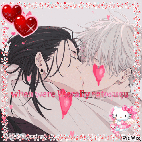 A Picture Of A Man Kissing Another Man With The Words " When Were Merely Teenagers " Written On It GIF
