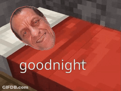 A Picture Of A Man Laying On A Bed With The Words Goodnight Written Below Him GIF