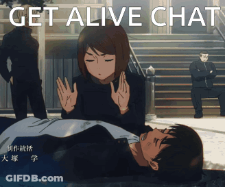 A Picture Of A Man Laying On The Ground With The Words Get Alive Chat GIF