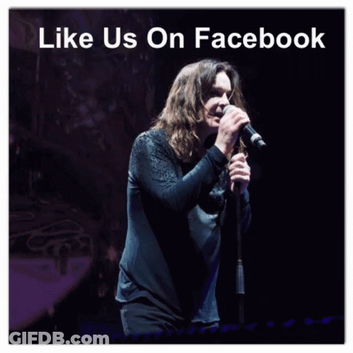 A Picture Of A Man Singing Into A Microphone With The Words Like Us On Facebook Above Him GIF