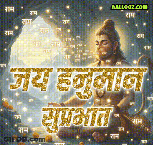 A Picture Of A Man Sitting In A Cave With Ram Written In Gold GIF
