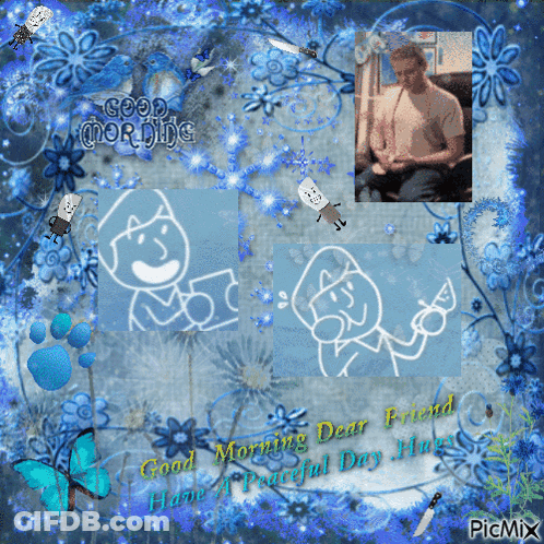A Picture Of A Man Sitting In A Chair With The Words Good Morning Dear Friend GIF