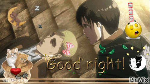 A Picture Of A Man Sleeping With The Words Good Night On The Bottom GIF