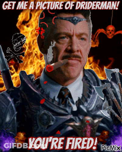 Man Smoking Cigar With Driderman Caption GIF
