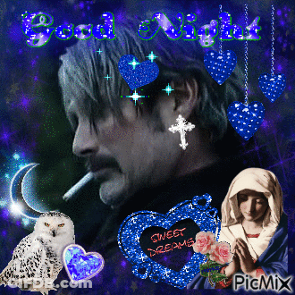 A Picture Of A Man Smoking A Cigarette With The Words Good Night Sweet Dreams Written On It GIF