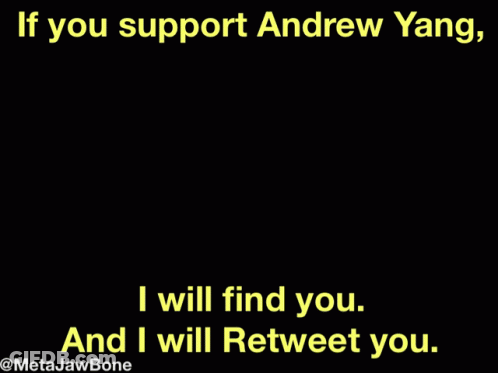 A Picture Of A Man Talking On A Cell Phone With The Caption If You Support Andrew Yang GIF