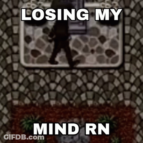A Picture Of A Man Walking With The Words Losing My Mind Rn GIF