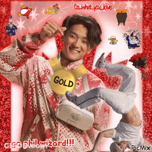 A Picture Of A Man Wearing A Medal That Says Gold GIF