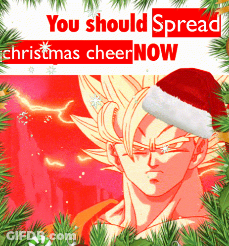 A Picture Of A Man Wearing A Santa Hat With The Words " You Should Spread Christmas Cheer Now " GIF